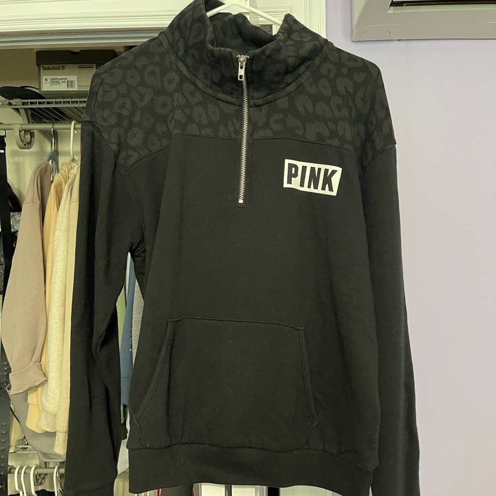 PINK Half Zip Black Sweatshirt
